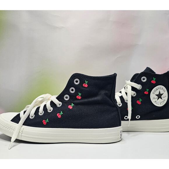 Converse Shoes - Converse CTAS Hi Tops Cherry Embroidery Women's 8.5 Black NWT